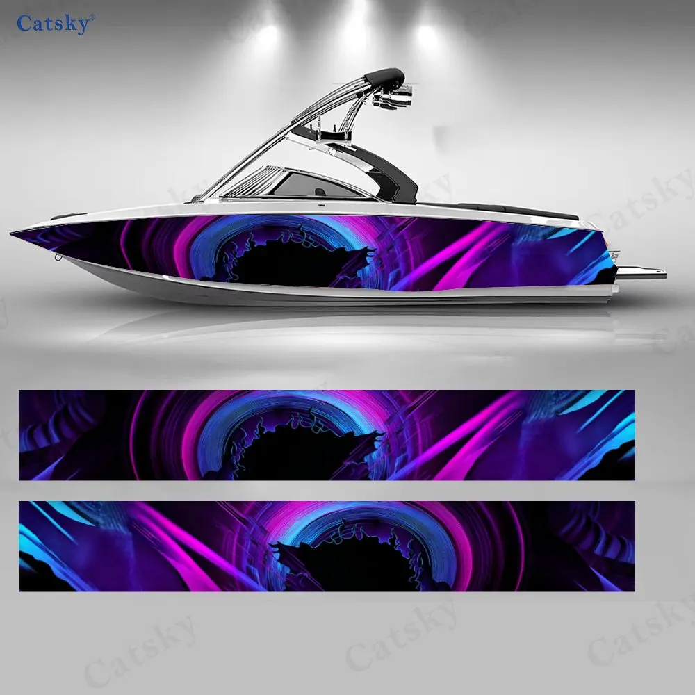

2Pcs Neon Vortex Boat Stickers, PVC Waterproof Durable Vinyl Wrap Decals for Fishing Boats, Durable and Stylish Design