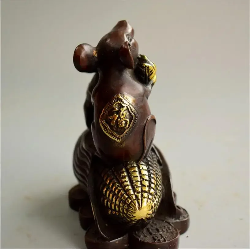 Copper statue bronze ware, ornament, offspring, wealth, fortune, fortune, treasure, mouse metal crafts