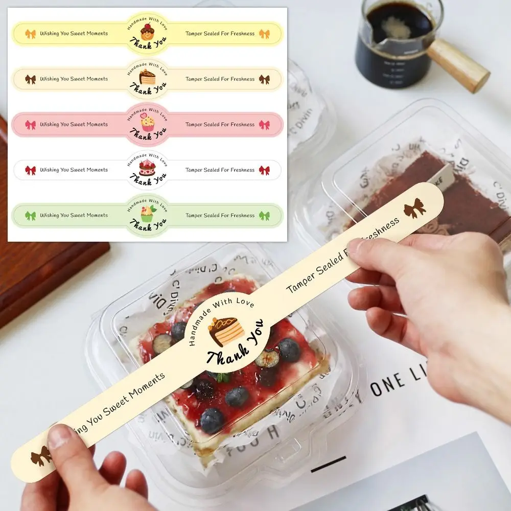 50Pcs Self-Adhesive Food Retail Package Seal Stickers Long Label Waterproof Thank You Sticker Handmade Cute Handicraft Labels
