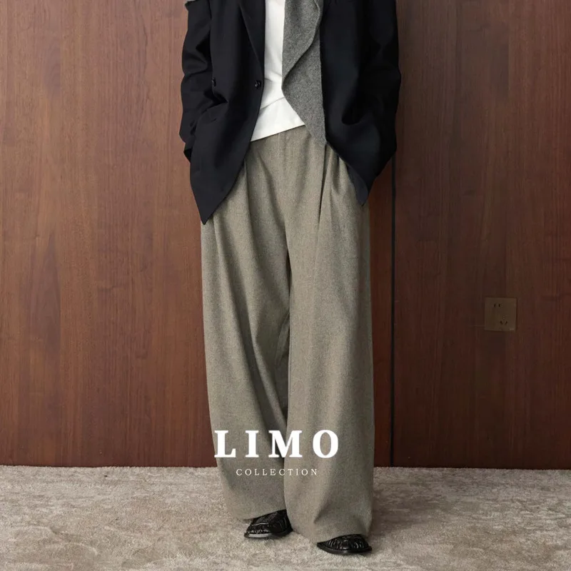 

LIMO 2025 новые женские брюки с высокой талией, плиссированные широкие брюки из смеси хлопка, полиэстер, официальные брюки для офисной работы