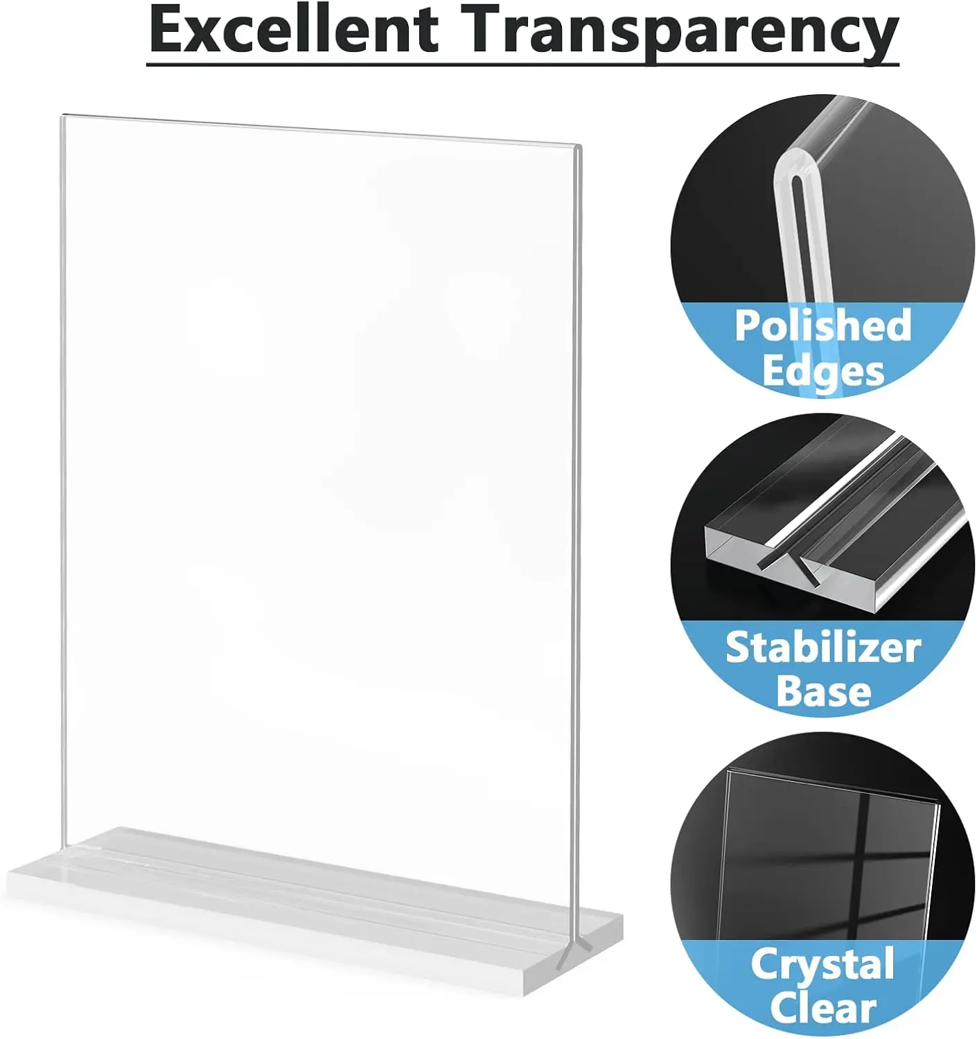 Acrylic Sign Holder 8.5x11 Inches 2 Pack, Double Sided Clear Display Stand Table Top for Menus, Flyers, Stores, Restaurants - view 4