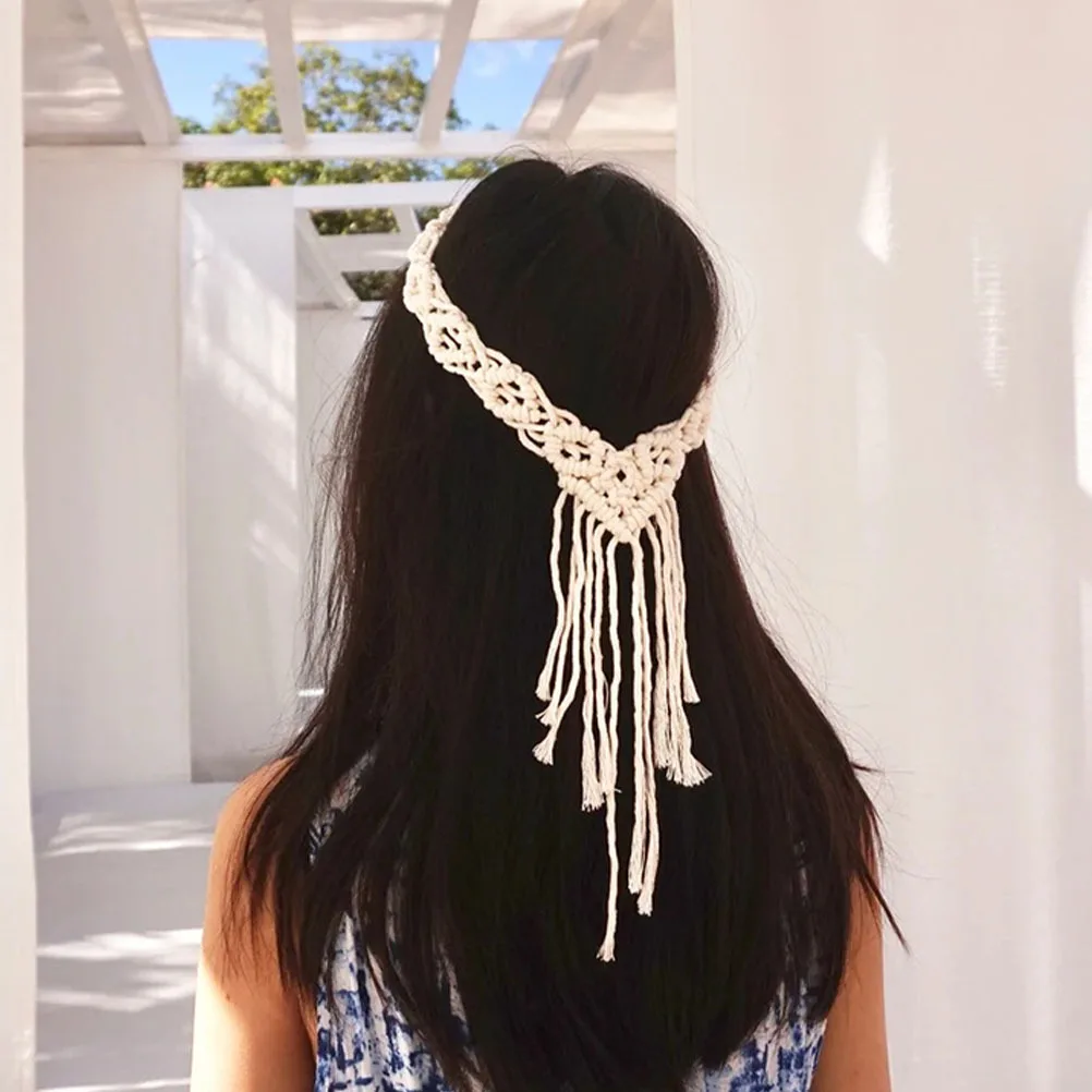 

Nordic Style Natural Cotton Macrame Headband Bohemian Hair Accessory Wedding Travel Party Woven Headband Women Fashion