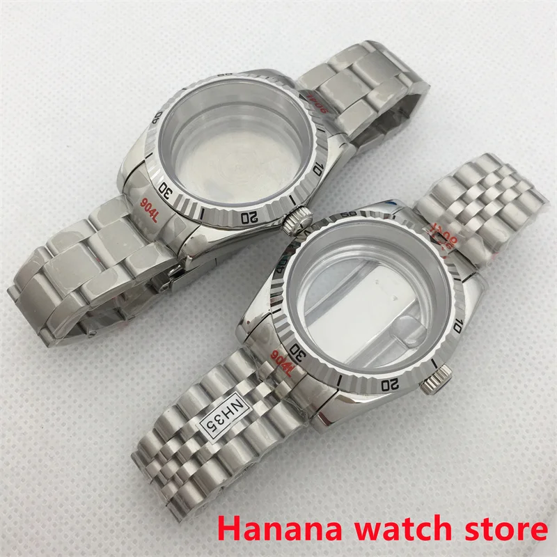 Cassa sommergibile in acciaio inossidabile argento da 39 mm con vetro zaffiro per movimento NH35 NH36 ETA2824 2836 PT5000