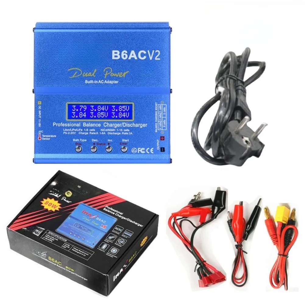 B6AC 80W Balance For Charger for LiPo NiMH Batteries with Internal Resistance Measurement and Safety Monitoring