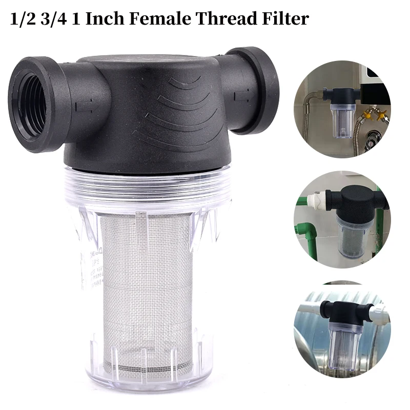 Garden Watering Filter 1/2'' 3/4'' 1'' Irrigation System Impurity Prefilter Water Pump Filter PVC Household Water Pipe Strainer