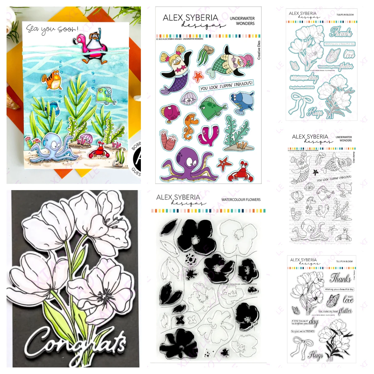 

New Tulips in Bloom Watercolor Flowers Clear Stamps and Metal Cutting Dies Sets for DIY Craft Making Greeting Card Scrapbooking