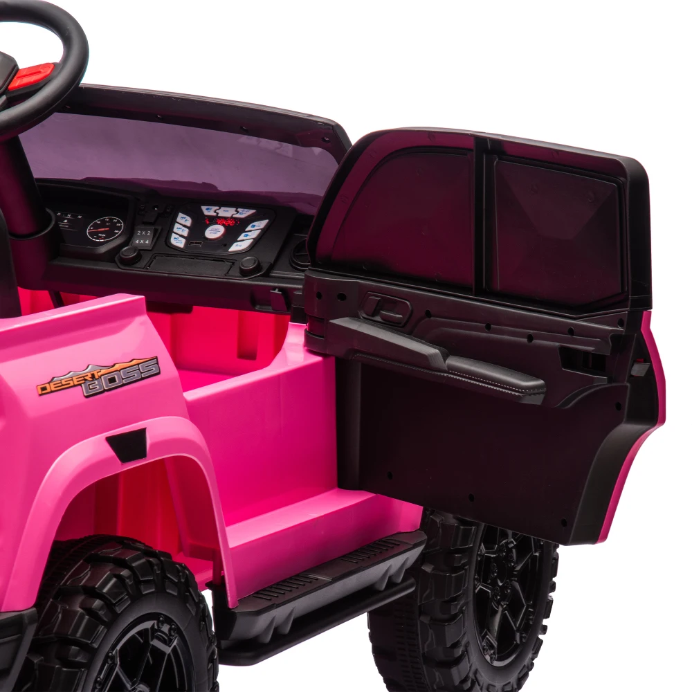 24V 10A Kids Electric Ride On Pickup, 2-Seater, Remote Control, USB, Bluetooth, Safety Belts, High Gate, for Ages 3+