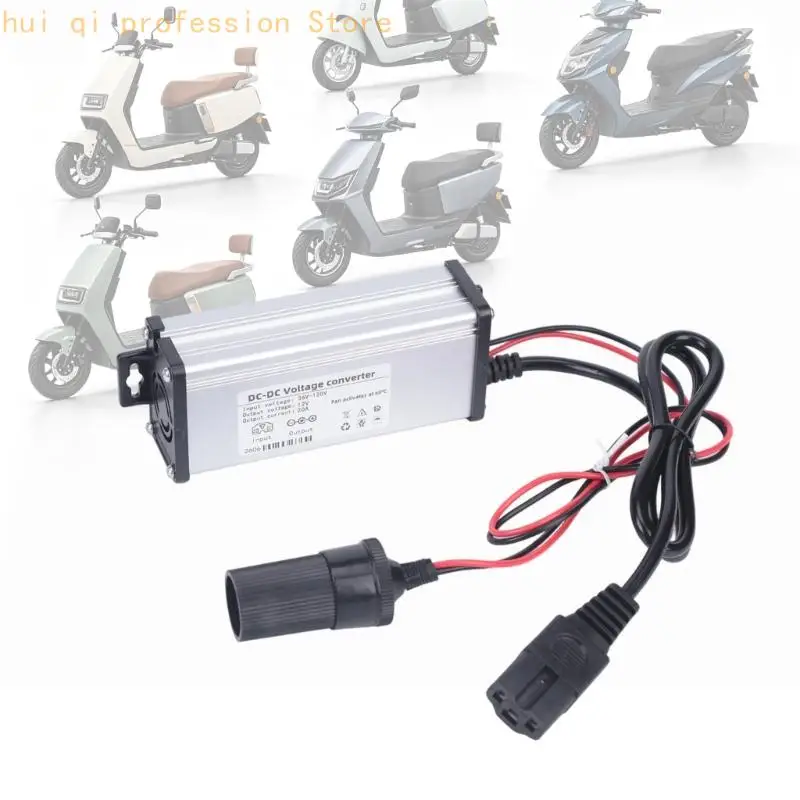 DC36V-120V to DC12V Voltages Converters Step Down Module with Car Socket, 3 Pin Input for E Bike Scooter Motorcycle H8WE