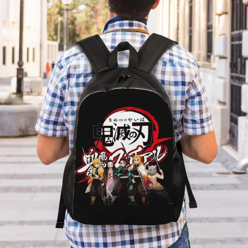 Custom Kimetsu No Yaiba Demon Slayer Backpacks Nezuko Tanjirou Inosuke School College Travel Bags Bookbag Fits 15 Inch Laptop