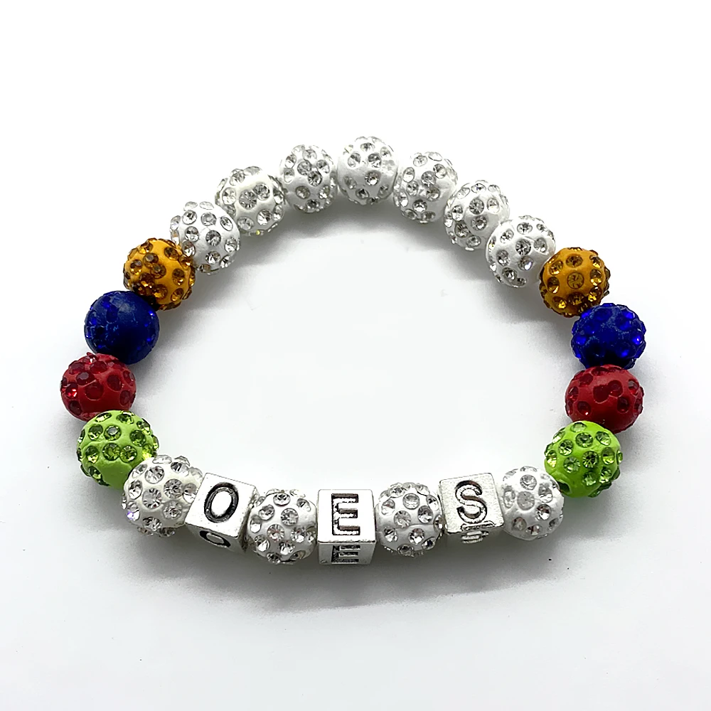 Fashion order of the eastern star society logo OES alphabet charm tag handmade bead bracelet