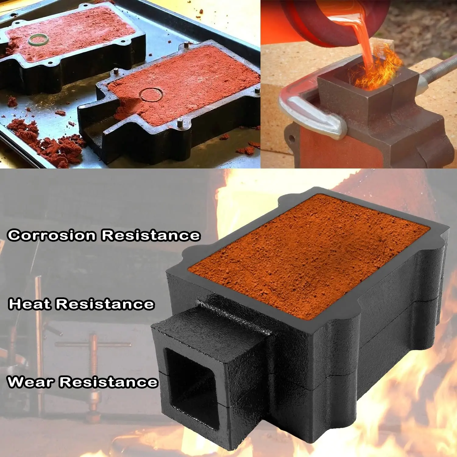 Blacksmith Cast Iron 2-Part Flask Mold Frame for Sand Casting Jewelry Metal Casting Making Tool