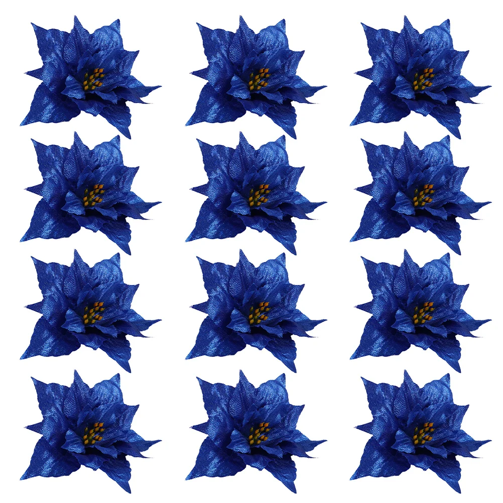 

12 Pcs Artificial Flowers Decor Flower Christmas Tree Decorations Christmas Accessories Festive Supplies Diy Craft Fake Floral