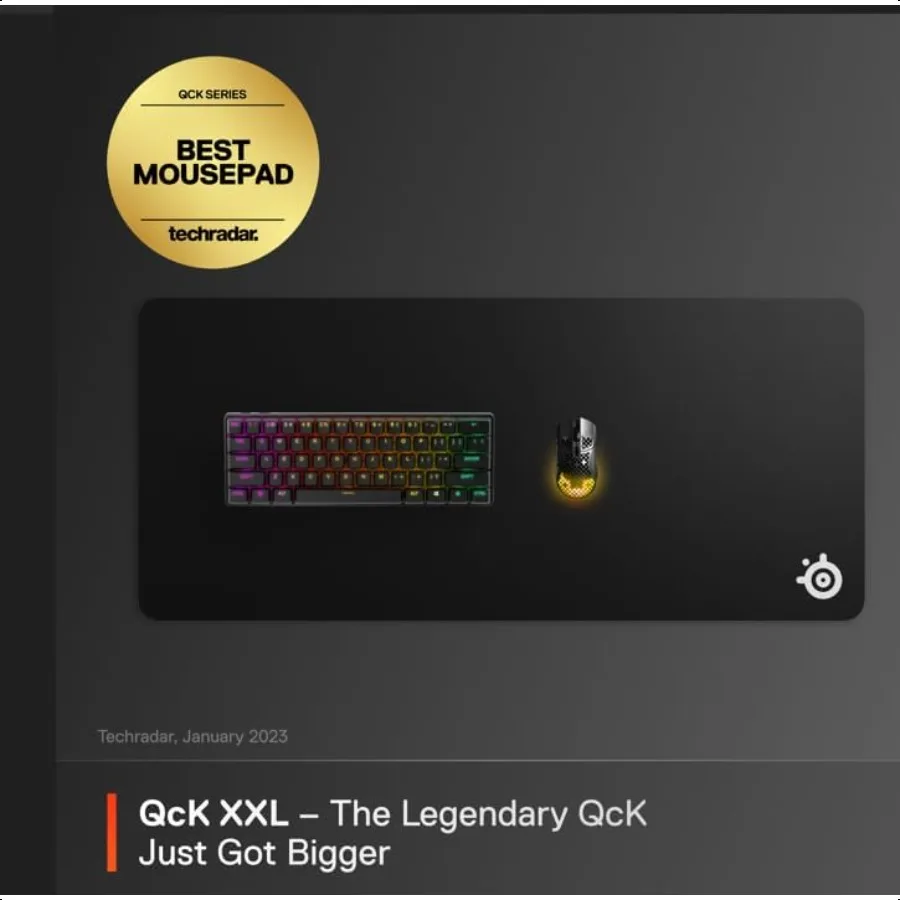 QcK Gaming-Mauspad, XXL-Stoff, Peak Tracking und Stability, Esports-Mauspad, NeverSlip, vollständige Schreibtischabdeckung