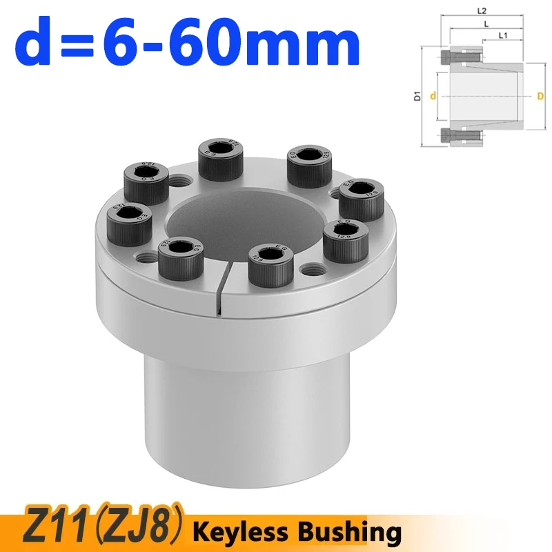 1pcs Z11 Keyless Bushing Connection Tension Shaft Locking Assembly Device Expansion Sleeve Coupling Diaphragm Disk ID 6-60mm