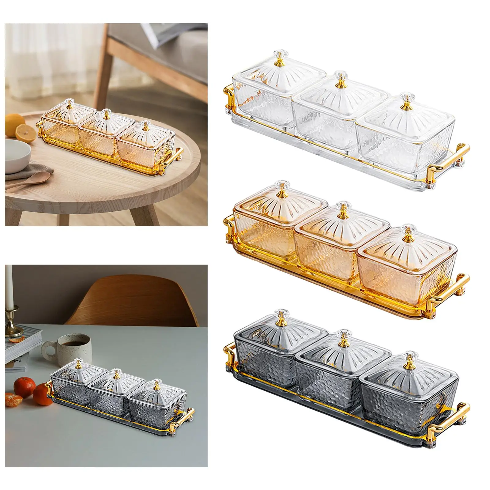 Refillable Appetizer Tray for Nuts and Candies with Glass Design