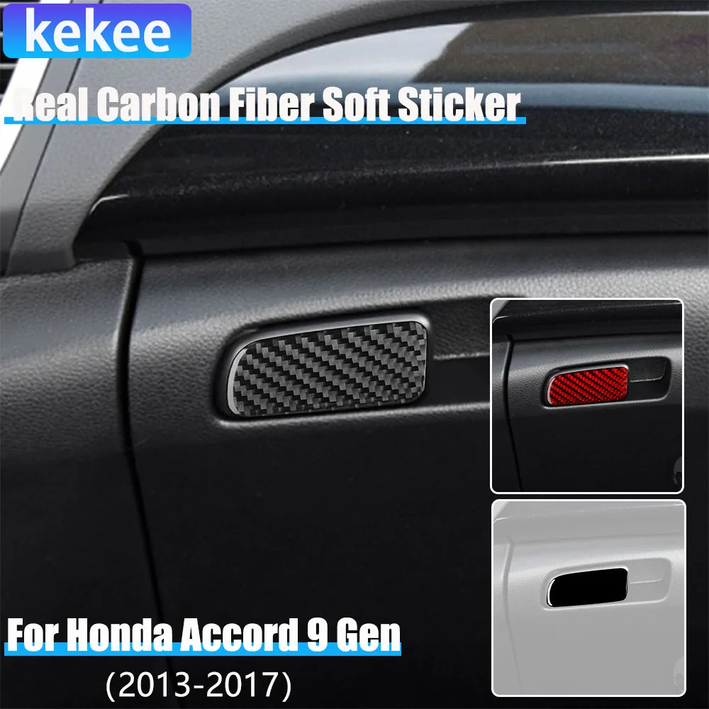 

Real Carbon Fiber Car Accessories Glove Storage Handle Panel Cover Soft Sticker For Honda Accord 9th Gen 2014 2015 2016 2017