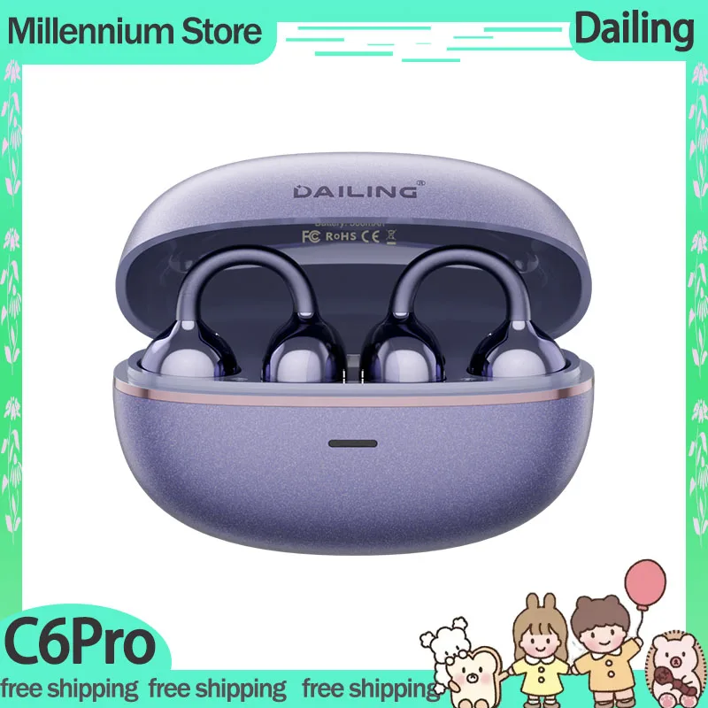 

Dailing C6pro Bluetooth Earphones With Ear Clip Hifi Wireless Open Ear Clip Lightweight Sports Running Headphones Custom Gifts
