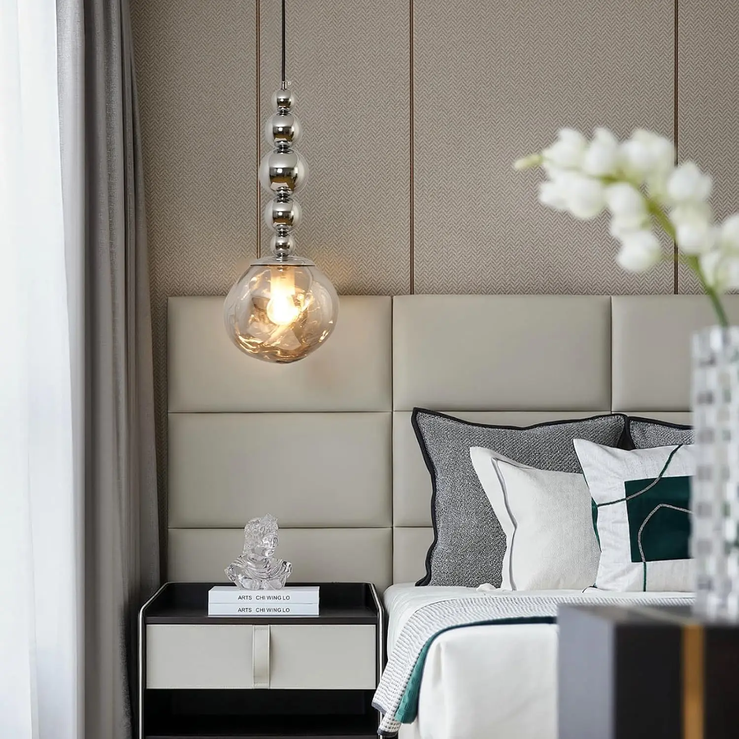 Modern Chrome Pendant Lights Kitchen Island Hanging Light Fixtures Irregular Imitation Stone Shape Chandelier for Dinning Room