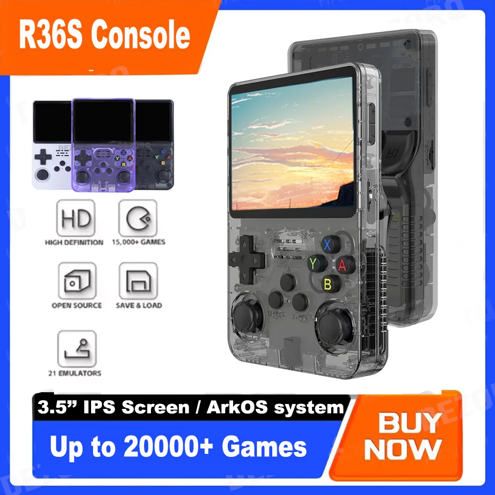 R36S Game Console Retro Portable Consola Gaming 3.5 Inch IPS Screen R36S 64G 128G Linux Mini Pocket Video Games