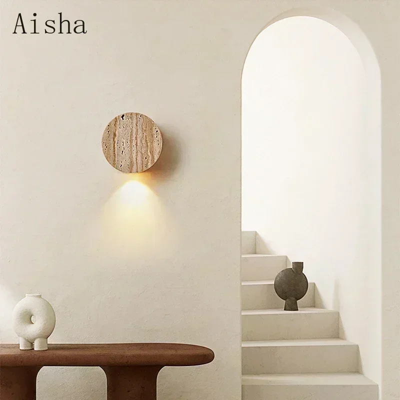 Japanese Wabi Sabi Natural Yellow Stone Wall Lamp Corridor Staircase Restaurant Led Wall Sconces for Home Restaurant Lights