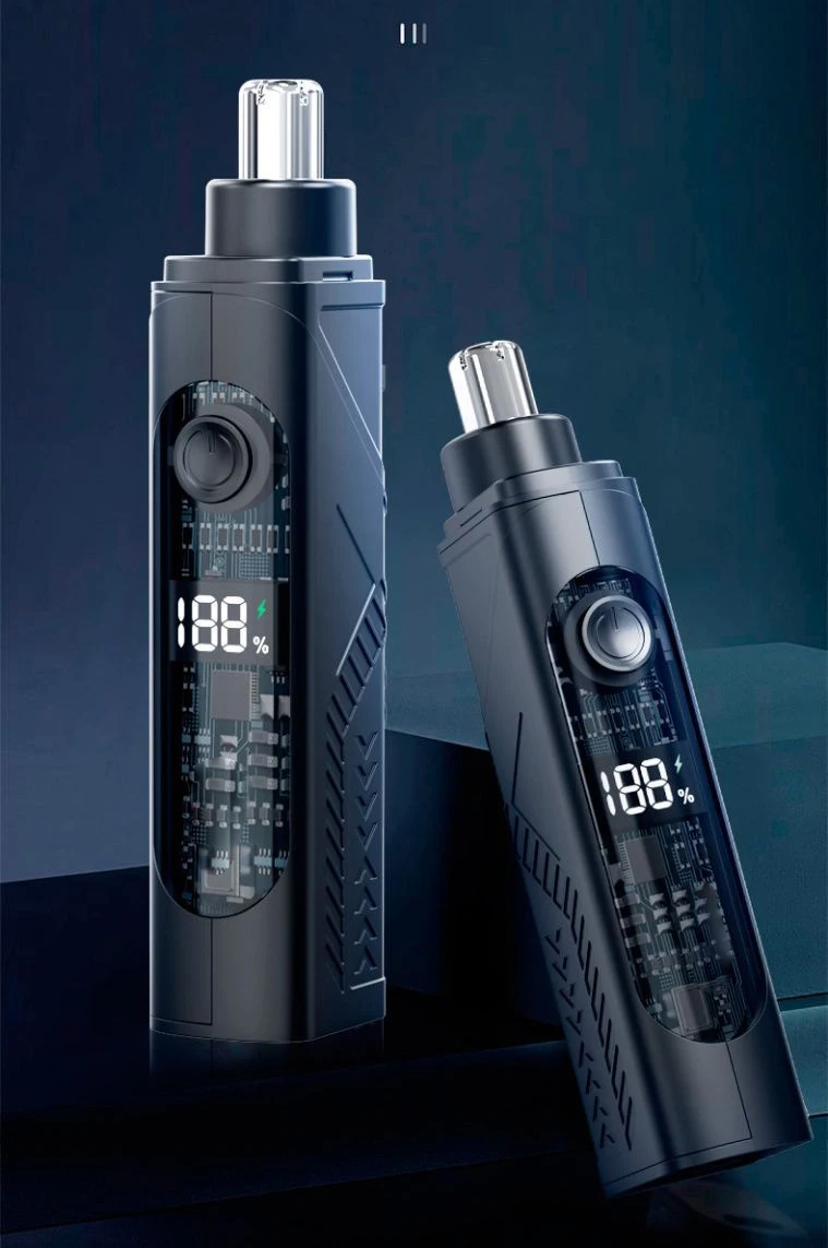 ماكينة تشذيب شعر الأنف الكهربائية للرجال والنساء بشاشة رقمية 360 درجة °   آلة دوارة لإزالة شعر الأنف والأذن، شفرة حلاقة قابلة للفصل