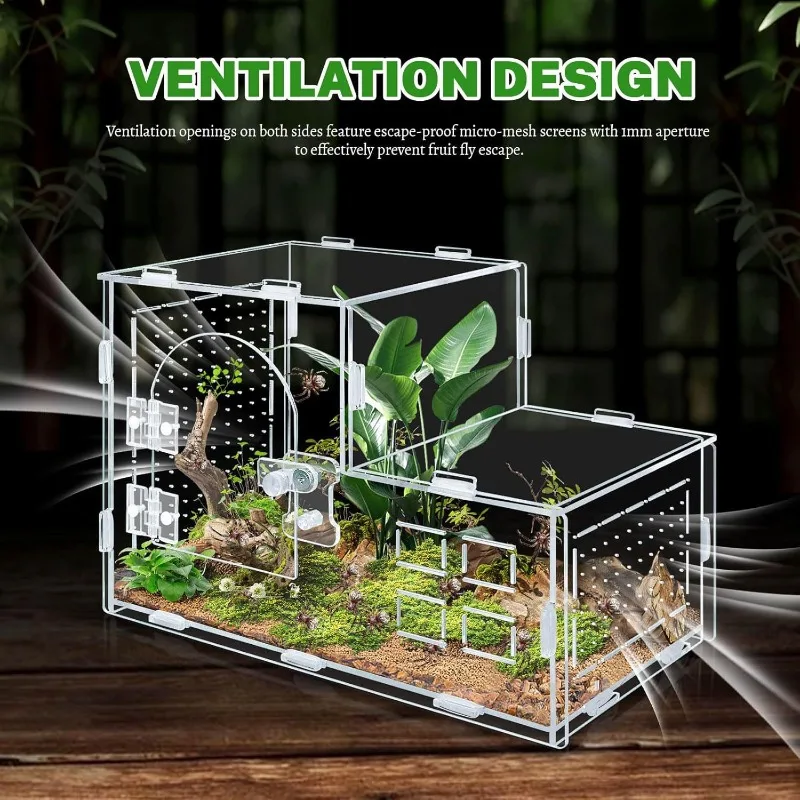 Acrylic Reptile Terrarium Transparent Breathable Reptiles Breeding Cage Jumping Spider Lizard Gecko Enclosure Reptiles House view 5