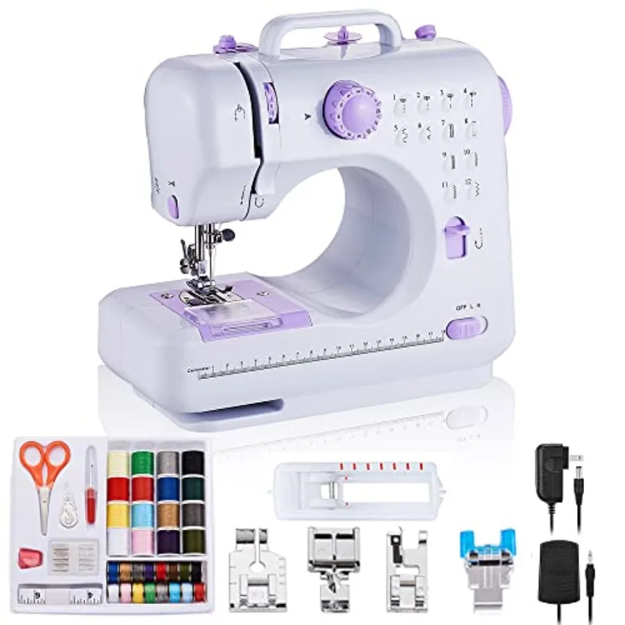 

Sewing Machine Portable mini Electric Sewing Machine for beginners 12 Built-in Stitches 2 Speed with Foot Pedal Light, Storage