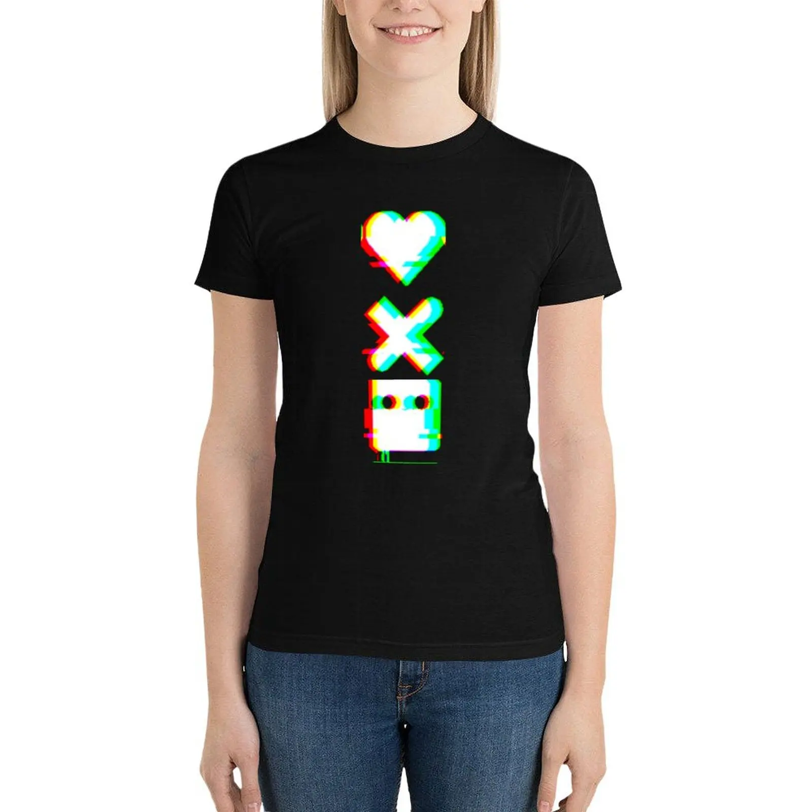 

Love Death and Robots Glitch T-Shirt funny kawaii clothes t shirts for Women loose fit