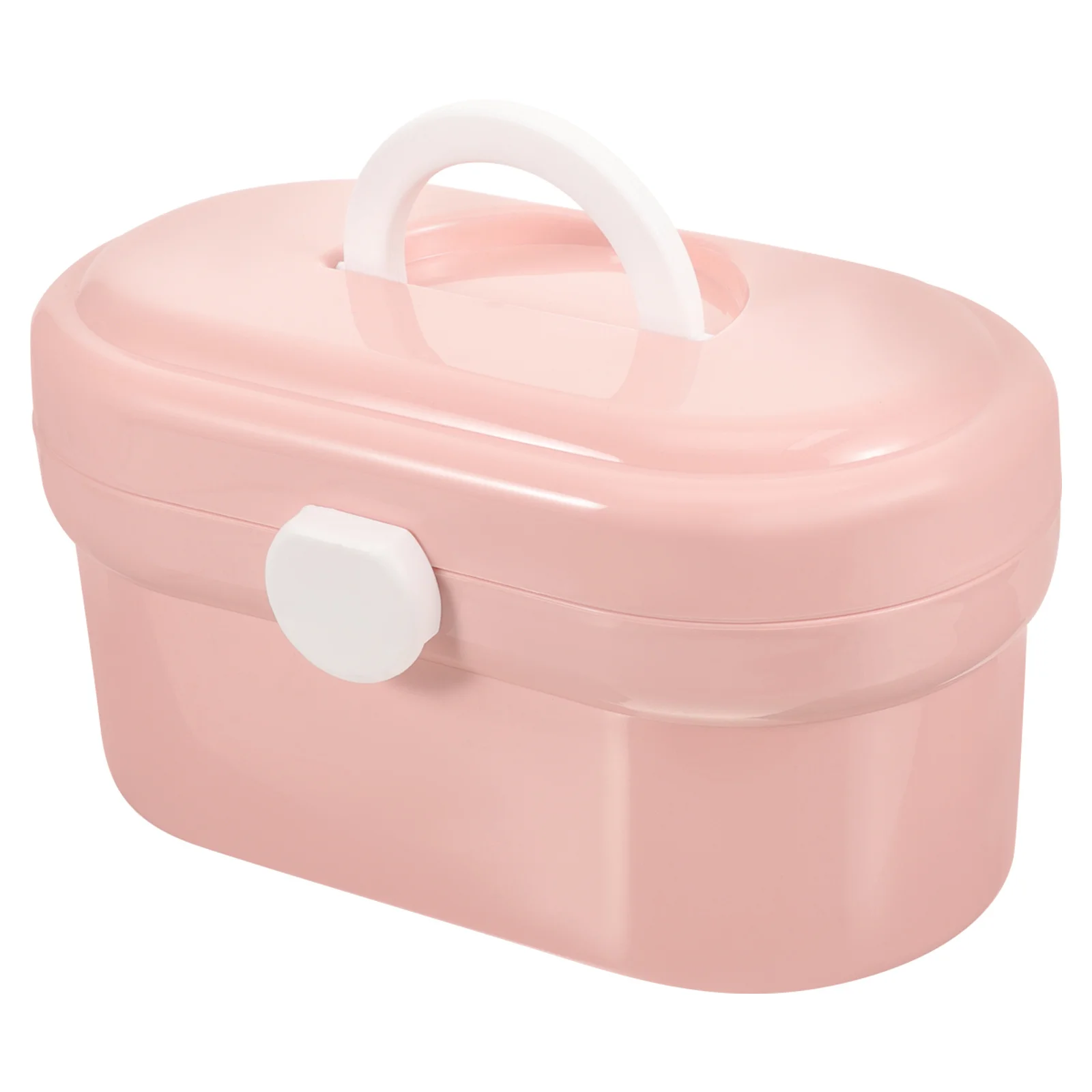 صندوق دواء محمول لحقيبة تخزين الإسعافات الأولية البلاستيكية المتينة وحامل أدوية منظمي باللون الوردي