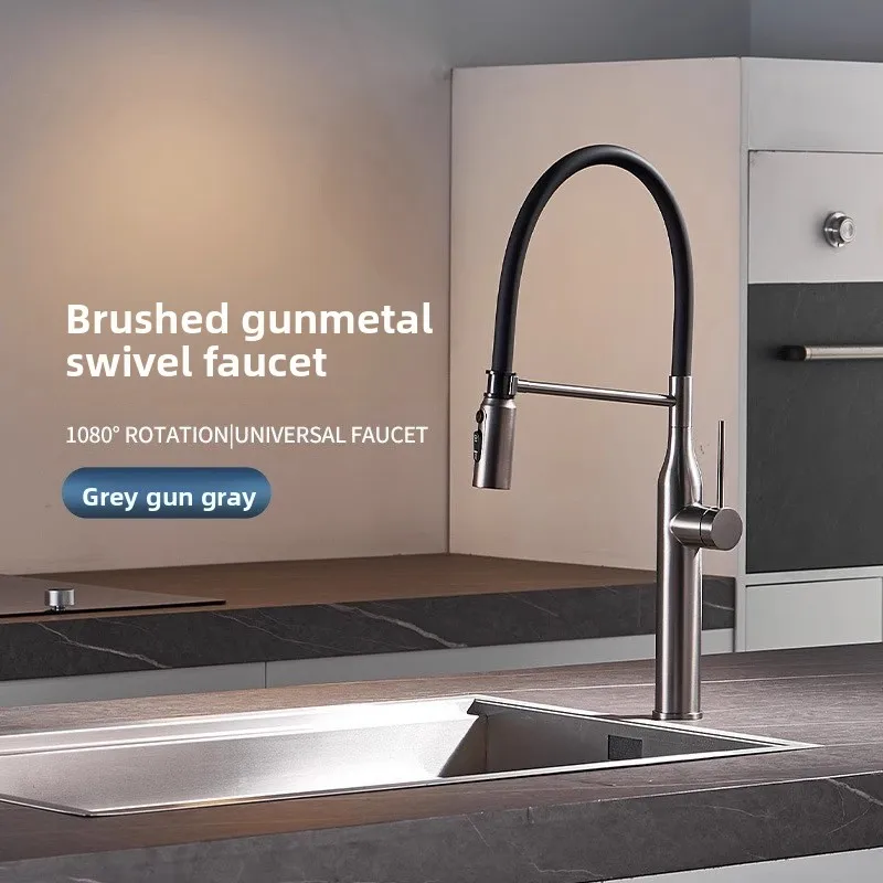 

Kitchen Magnetic Pull Out Faucet Hot Cold Water Swivel Spray Sink Tap Anti Splash