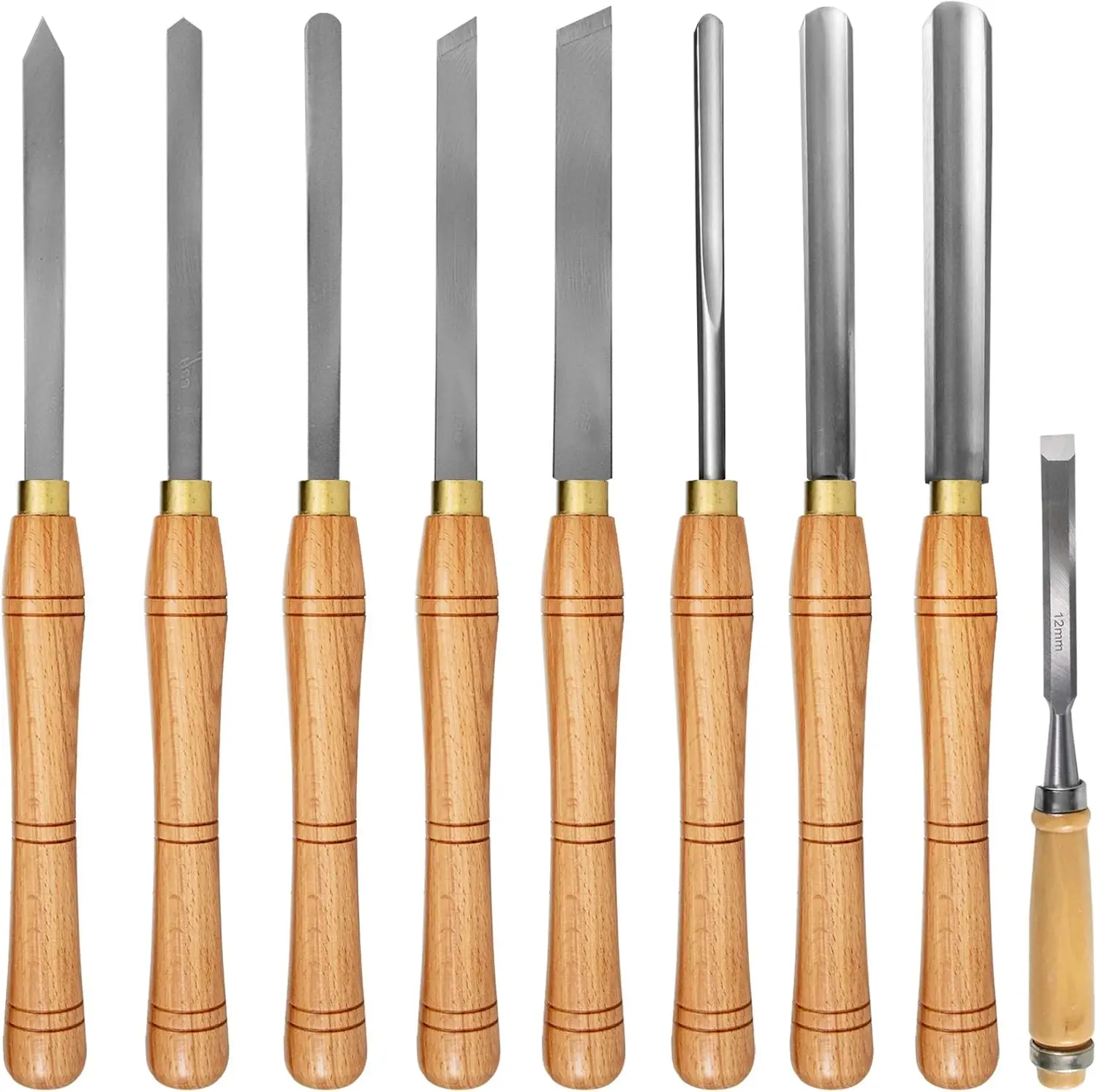 Lathe Chisel 8 Piece Wood Lathe Chisel Cutting Carving HSS Steel Blades Wood Turning Tools Lathe Chisel Set Wooden Case