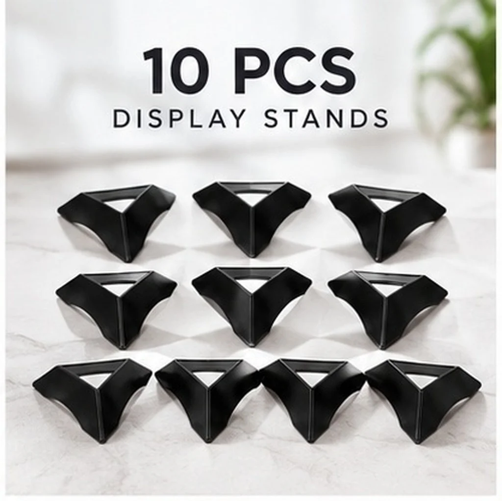 10Pcs Clear Plastic Cube Display Stands Triangular Tripod Bases for Collectibles Storage and Organization