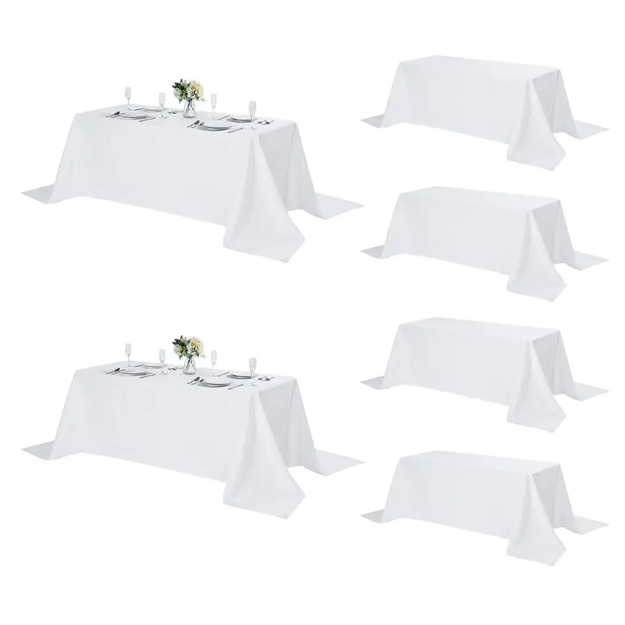 

6 Pack Rectangle Tablecloth, 90x132 Inch, Stain Resistant and Wrinkle Polyester Table Cloth, Fabric Table Cover for Kitchen Dini