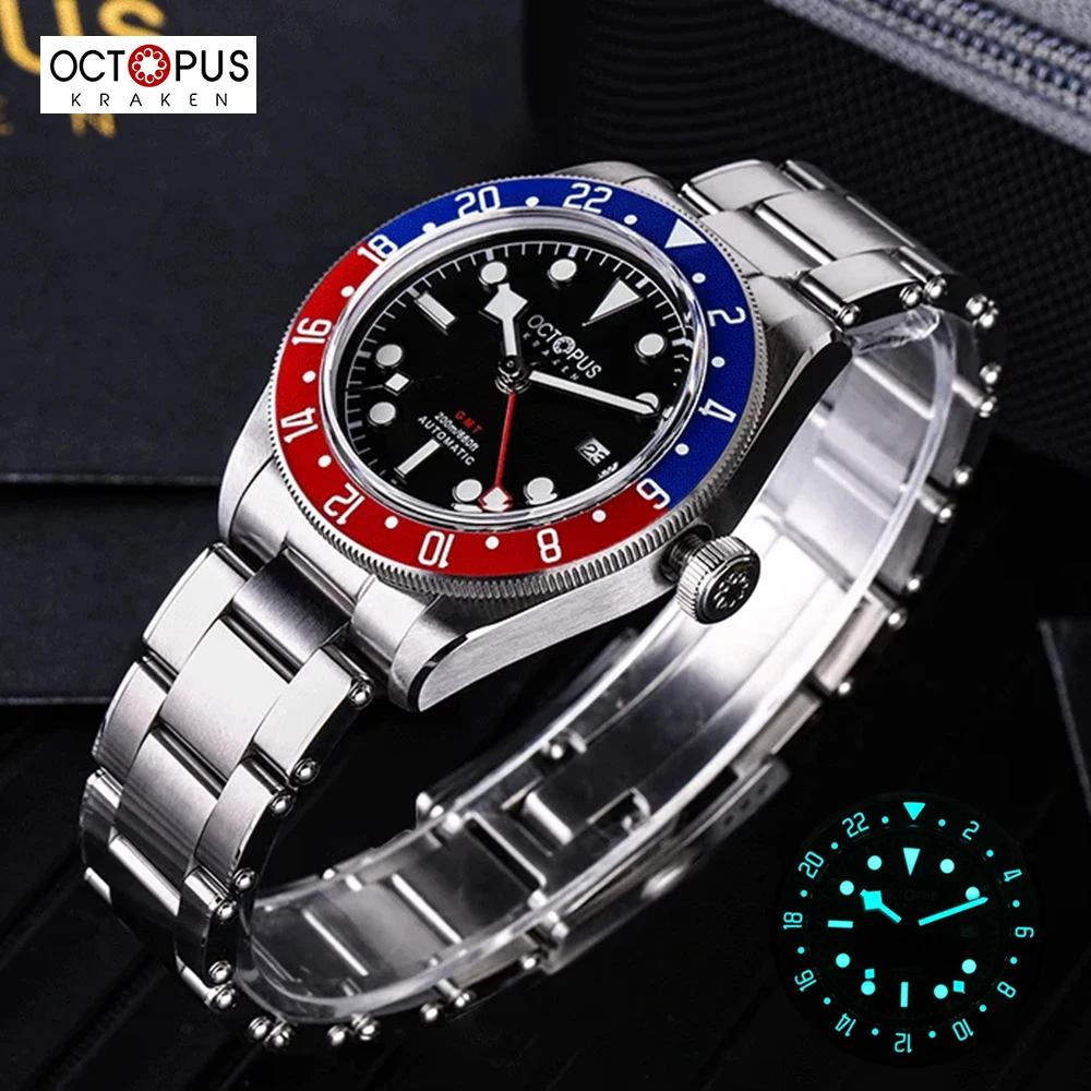 2024 New Octopus Kraken 39mm 6460 GMT Automatic Mechanical Watch Stainless Steel Sport Watch Sapphire Luminous Waterproof clock