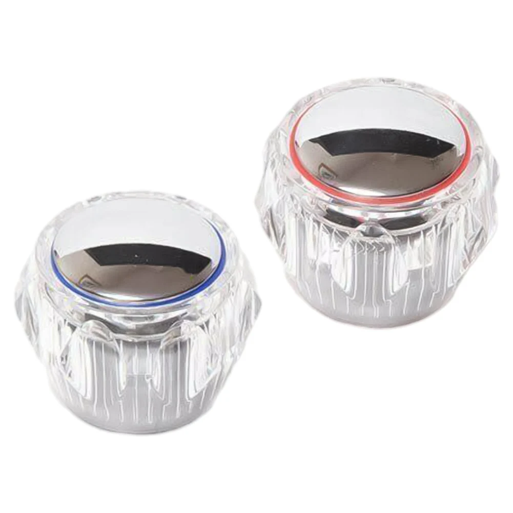 2PCS Hot & Cold Tap Top Head Hexagon Nut Cover Plastic Tap Head  Kit Kitchen/bathroom Faucet Handwheel Replacement Head