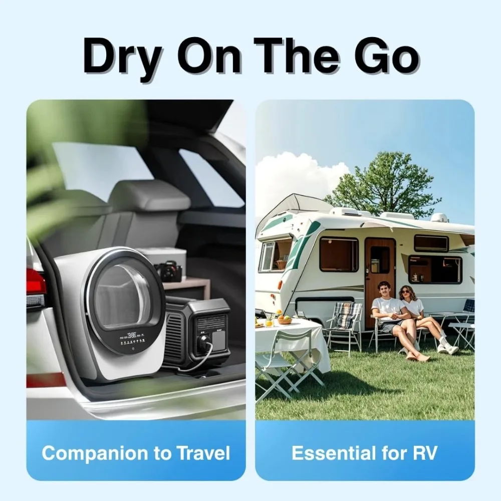 S3   Fast Por  Clothes Dryer 1 Cubic Feet Capacity  Compact Mini Dryer for Condo Apartment RV Travel Car Camping Sma
