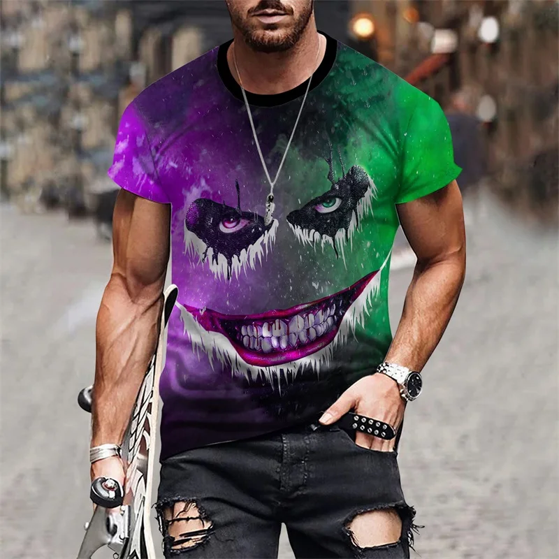 Summer Men's T-shirt Youth Vitality Wind Top Personality Grimace Graphic Print Fashion Crew Neck Men Hip Hop Sports Short Sleeve