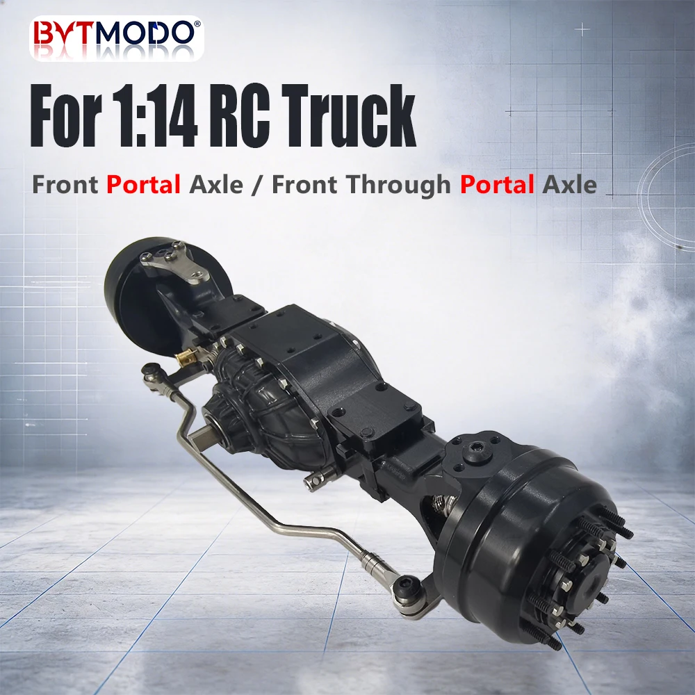 BVTMODO CNC Aluminum Alloy Front Portal Axle Through Axles for 1/14 Tamiya RC Truck SCANIA 770S VOLVO 750 ACTROS 3363 MAN TGX
