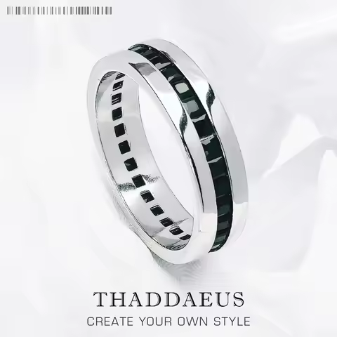 Band Ring Black Stones Europe Style Vintage Fine Jewelry For Women Men Summer Brand New Pure 925 Sterling Silver Gift