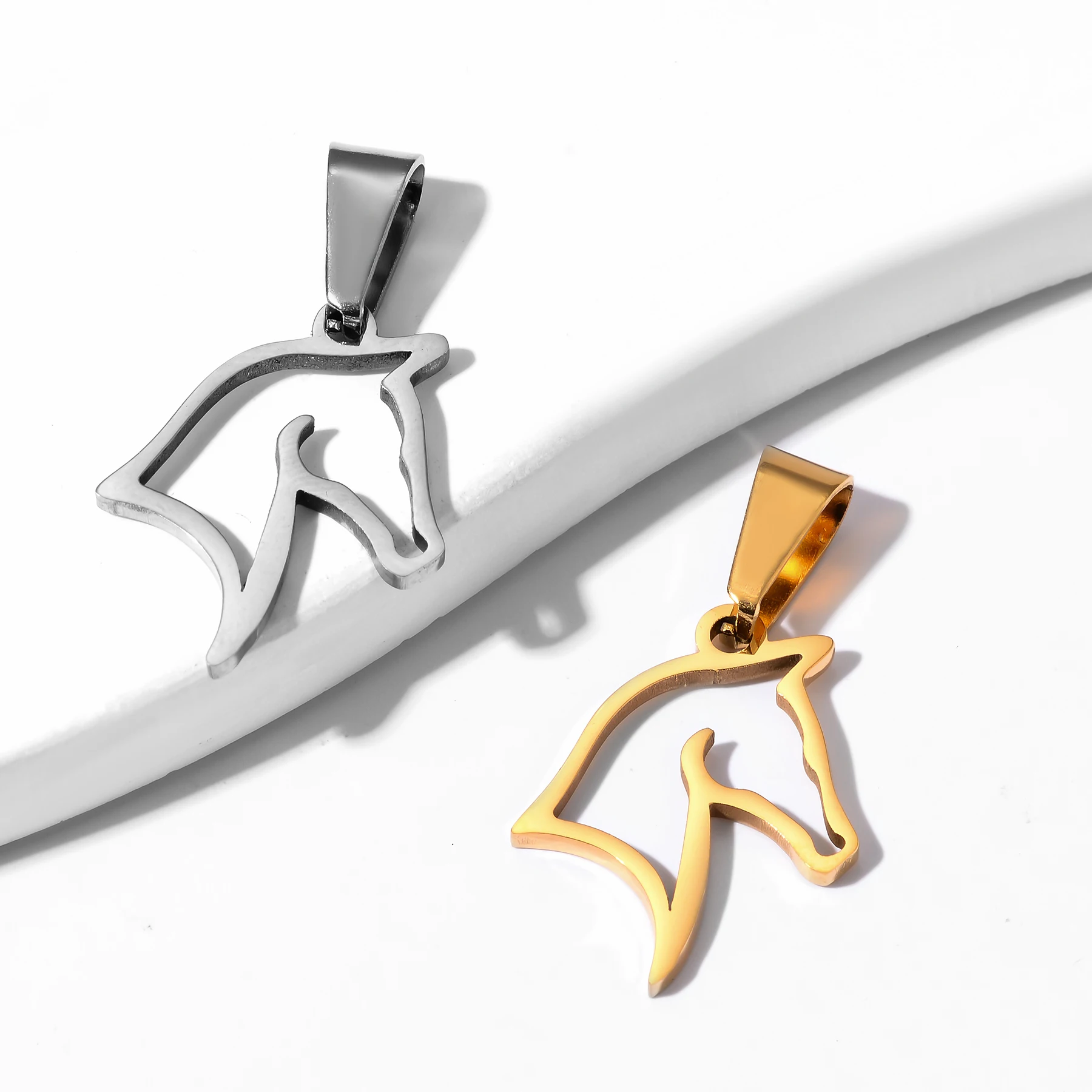 6 Stück Großhandel Pferdekopf-Anhänger Schmuck Edelstahl Halskettenanhänger Hochglanzpolierter Schmuck – Detail 6