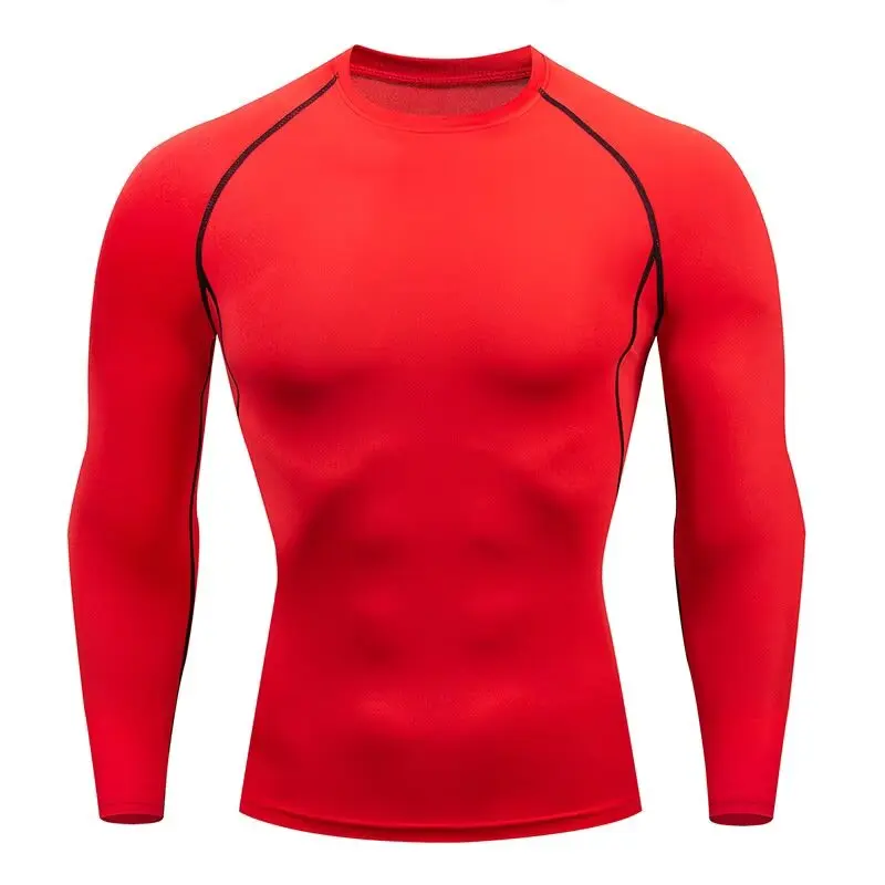 Tight fitting men's long sleeved long pants quick drying clothes, running exercise training base coat, elastic breathable fitnes