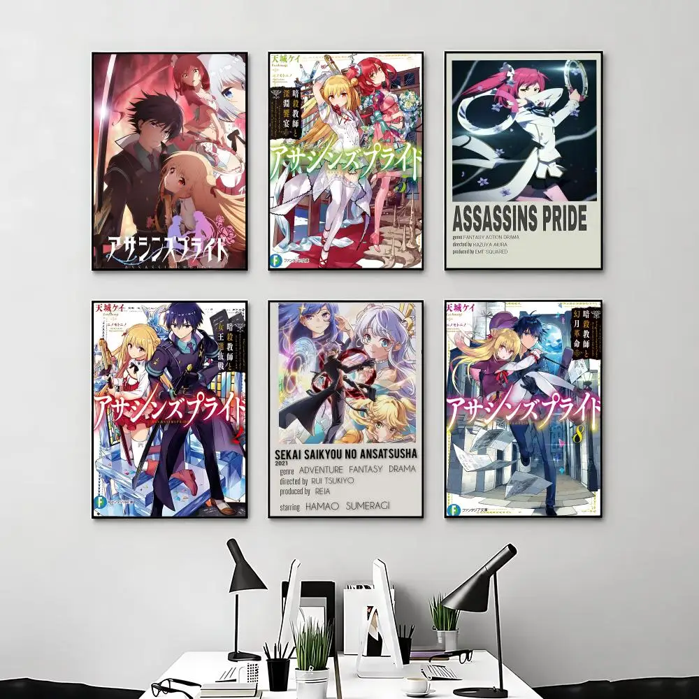 Affiche de dessin animé Assassin's Pride, décoration de chambre Anime, décoration murale pour sac à dos, art mural musical pour intérieur