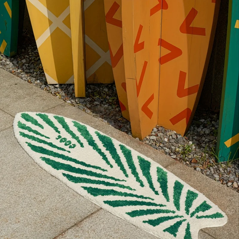 VIKAMA Minimalist Leaf-Shaped Doormat Non-Slip, Soft, Water-Absorbent Ideal For Living Room And Bedroom Home Decor Carpet