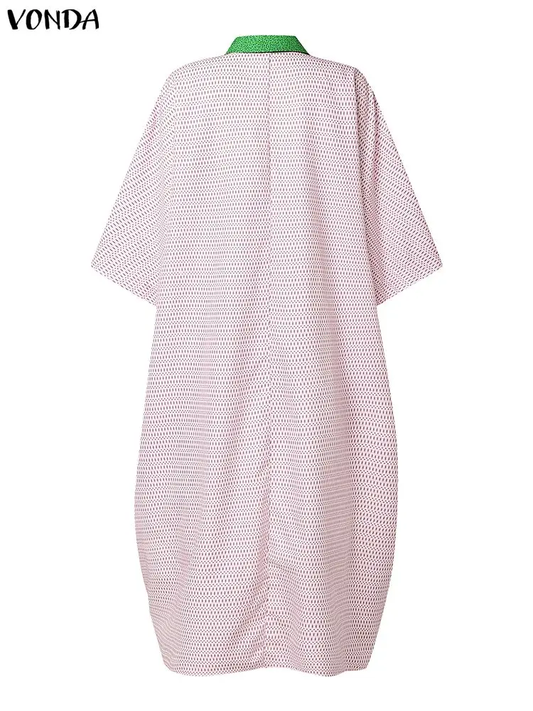 حجم كبير 5XL فوندا المرأة البوهيمي فستان طويل التلبيب 3/4 كم اللون المرقعة فساتين الحفلات عادية خمر رداء المتضخم #5