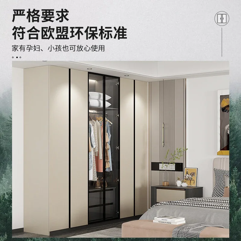 Modern luxury wardrobe One door to the top of household bedroom Simple four door six door wardrobe