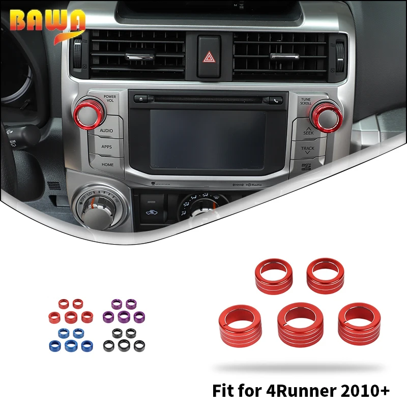 BAWA Aluminum Alloy Audio/AC Switch Trim Ring Knob Decoration for 4Runner 2010-2024 Car Interior Accessories