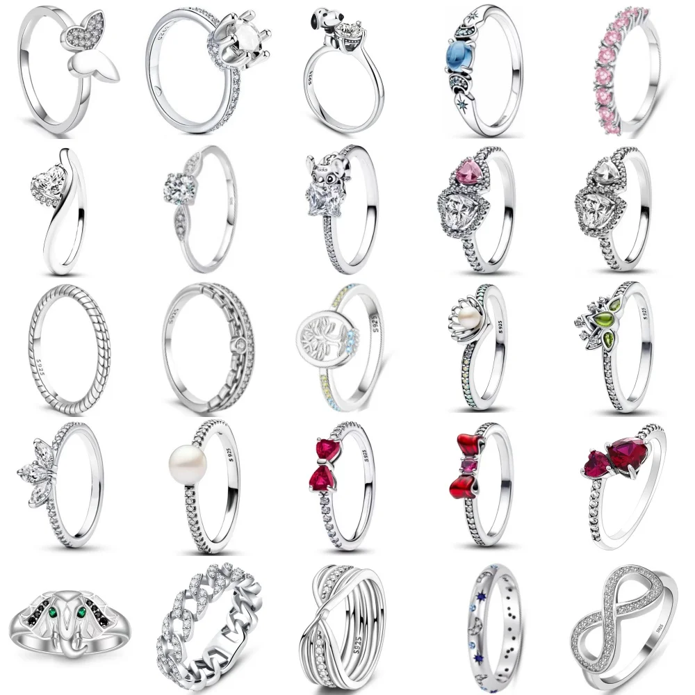 

2025 European New 925 Silver, Butterfly, Pearl, Heart shaped Ring Suitable for Women's Exquisite Jewelry at Wedding Parties