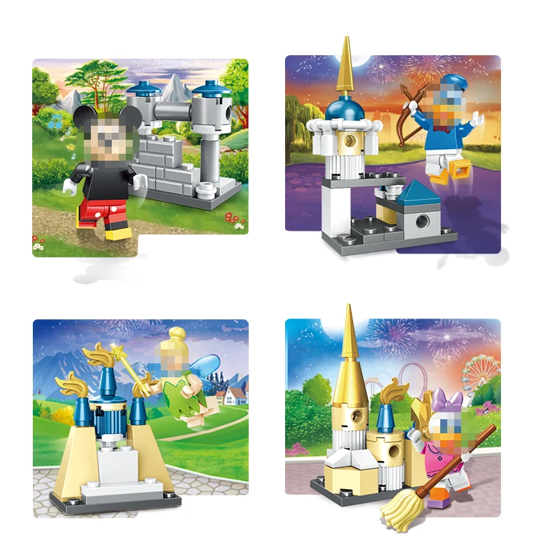 شخصيات مكعبات البناء 8 في 1، بما في ذلك ميني ماوس، ميكي ماوس، دونالد داك، ديزي داك، تينكر بيل، هدية إبداعية قابلة للجمع #3