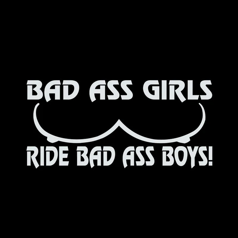 Bad Ass Girl Riding Bad Ass Boy Car Sticker Humorous Car Pvc Decals Suitable for All Kinds of Cars Black/white, 16cm*8cm