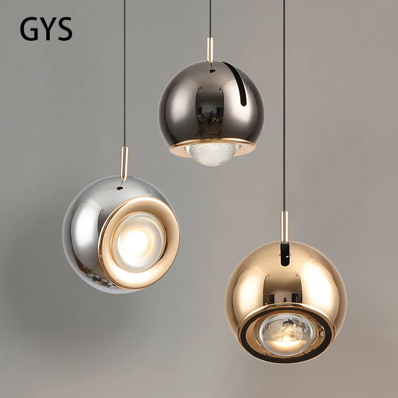 GYS Led Pendant Lamp Liftable Spot Light Nordic Modern Chandelier Bedroom Bedside Bar Hanging Lights Gold Silver White Aluminum